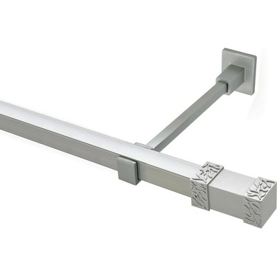 OK-GarnýžeCZ - Garnýž kovová hranatá jednořadá 20x20mm Roma satina 210 cm do stěny / na tunýlek - bez kroužků