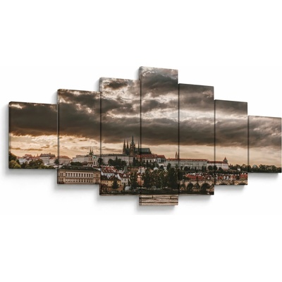 Obraz - zamračená Praha, sedmidílný 210x100 cm