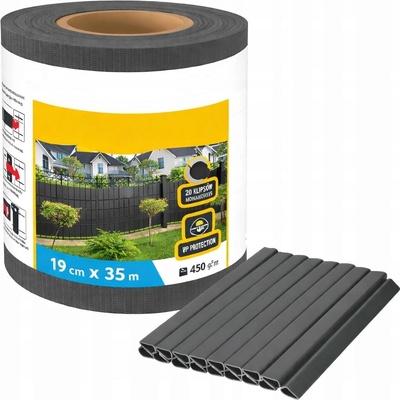 Stínící panelové pásy antracitová 19 cm x 35 m s 20 montážními klipy