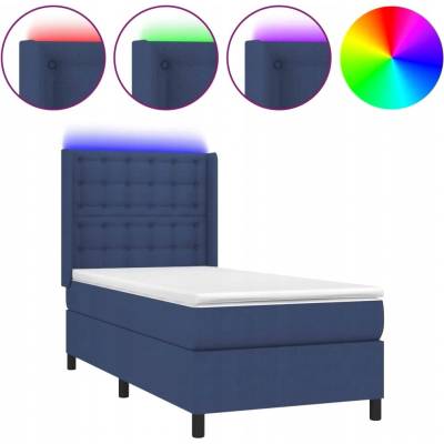 vidaXL Boxspring s matrací a LED látka modrá