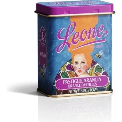 Leone 1857 Hülya Özdemir Arancia pastilky v plechové dóze pomeranč 30 g