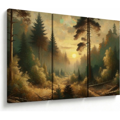 Obraz - Slunce zářící lesem, třídílný 120x80 cm