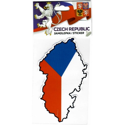 Samolepka s vlajkou v mape Českej republiky 10 x 6 cm - farebná