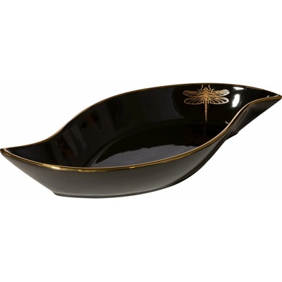 Eurofirany Dekorační keramická miska Stela 02 čierna 36 x 18 x 5 cm