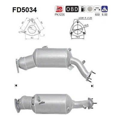 Filter sadzí pevných častíc výfukového systému AS FD5034