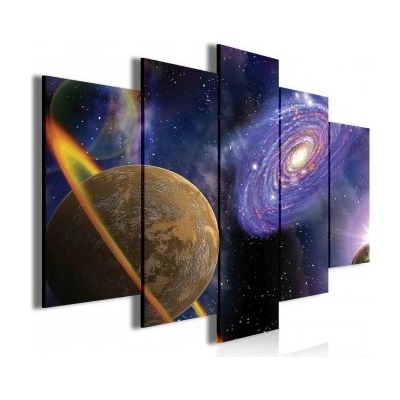 Obraz na plátne viacdielny - OB3473 - Planéta a galaxia 100cm x 60cm - S17
