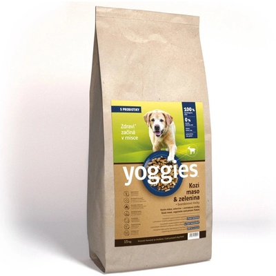 Yoggies hypoalergenní granule lisované za studena s probiotiky Kozí maso & zelenina 15 kg