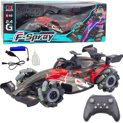LEAN Toys RC závodní auto RTR 1:10 s LED světly, vodní párou a 2,4 GHz – červené