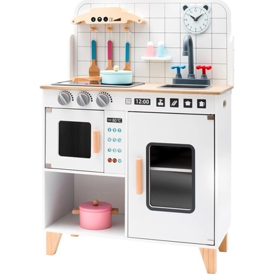 Baby Mix Dětská dřevěná kuchyňka s vybavením Montessori bílá