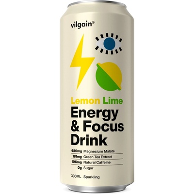 Vilgain Energy & Focus Drink Lemon and Lime 330 ml
