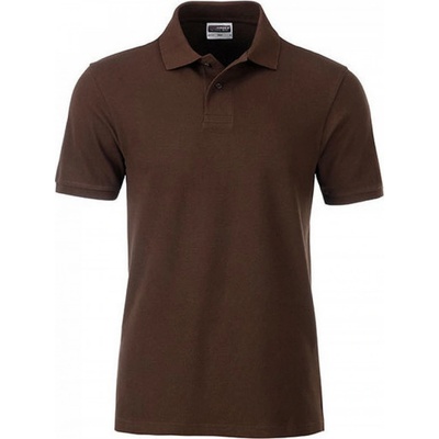 James & Nicholson pánské bavlněné polo s knoflíkovou légou Hnědá
