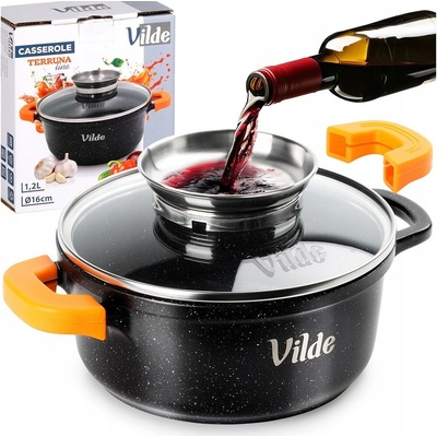 Hrnec z žuly se skleněnou poklicí TERRUNA AROMA 16 cm, 1,2 l /Vilde