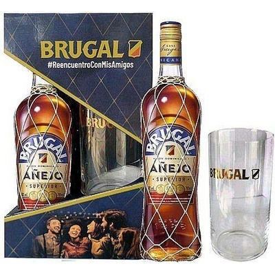 Brugal aňejo Superior rum se skleničkou 38% 0,7 l (holá láhev)