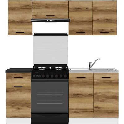 Kuchyňská linka 180 Junona s pracovní deskou Bílá/dub delano světlý/metalická břidlice černo-zlatá K24-JUNONA_MODUL_WER_2/180_ZBL Black Red White – Hledejceny.cz