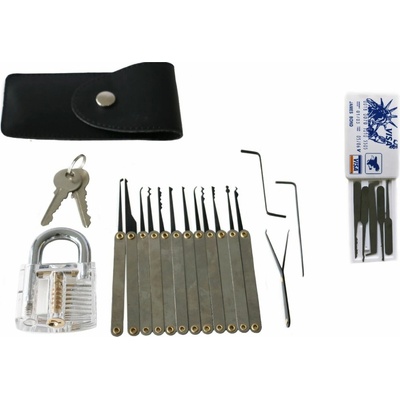 Mobilly sada planžet lockpick 20v1 s průhledným trénovacím zámkem a kartou s planžetami ML0006