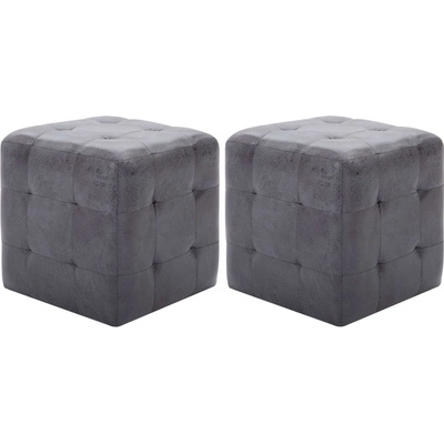 vidaXL Taburety 2 ks šedé 30 x 30 x 30 cm umělá broušená kůže