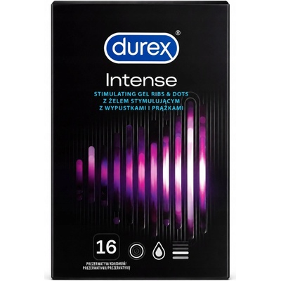 Kondomy Durex Intense stimulační s vroubky a výstupky, lubrikované, 16 ks