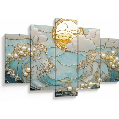 Obraz - 3D perly v oceánu, pětidílný 150x105 cm