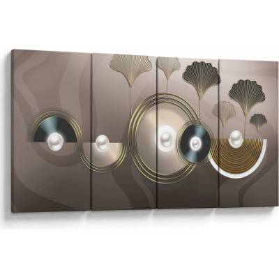 Obraz - Zlatohnedá abstrakcia, štvordielne 160x80 cm