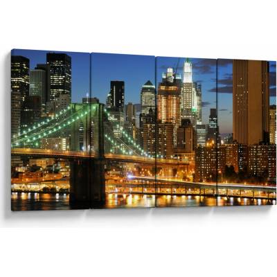 Obraz - Most s New Yorkom, štvordielne 160x80 cm