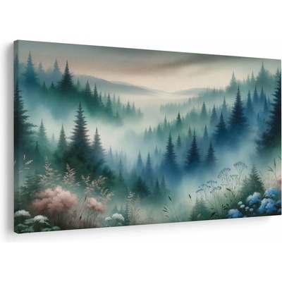 Obraz - Lesná krajina s hmlou, jednodielne 150x100 cm