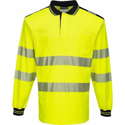 Portwest T184 PW3 Hi-Vis Polo tričko L/S Žltá/Čierna L