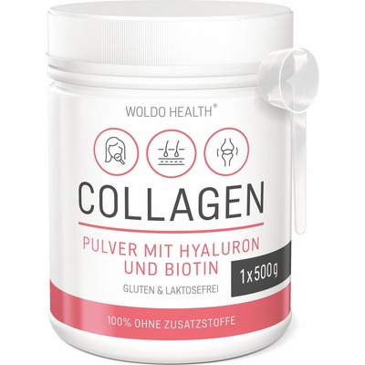 WoldoHealth Collagen With Hyaluron And Biotin Kolagen s kyselinou hyaluronovou 500 g