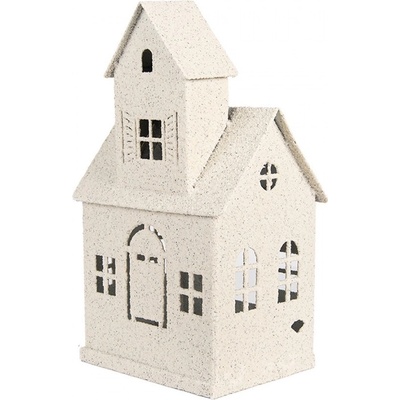 Béžový antik kovový svícen domek Vintage House - 18*14*31 cm - Clayre & Eef