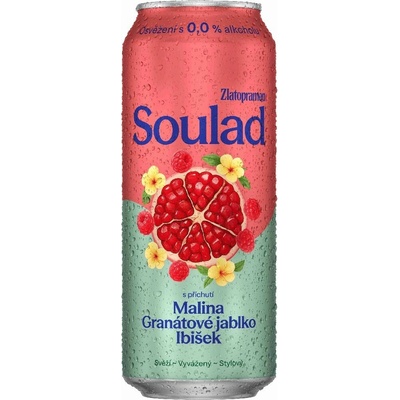 Zlatopramen Soulad malina granátové jablko ibišek 0% 0,5 l (plech)
