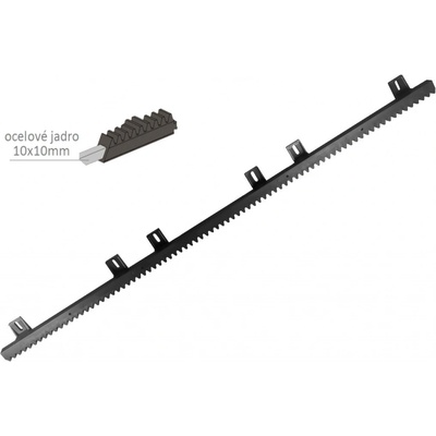 Hřeben s HORNÍM uchytem, nylon-kov 27 x 18 mm, L-1000 mm, max do 600 kg, 6x horní úchyt, kovové jádro 10x10 mm