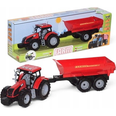 LEANToys Zelený traktor s červeným přívěsem a zvukem