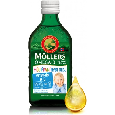 MOLLER'S Omega 3 Můj první RYBÍ OLEJ vitamín A a D 250 ml – Hledejceny.cz