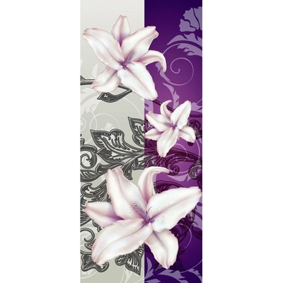 Preinterier Fototapeta - DV0303 - Ružové kvety na fialovom pozadí samolep. fólia - 91cm x 211cm