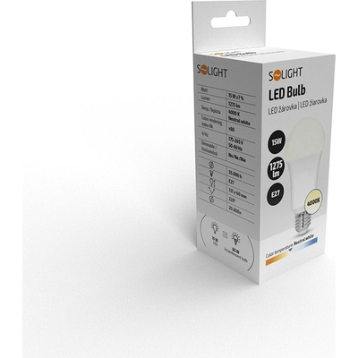Solight žárovka LED A60 E27 15W bílá přírodní