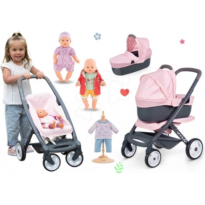 Smoby Set trojkombinace Powder Pink 3in1 Maxi Cosi & Quinny a panenka Corolle s šatičkami a kabátkem – Hledejceny.cz
