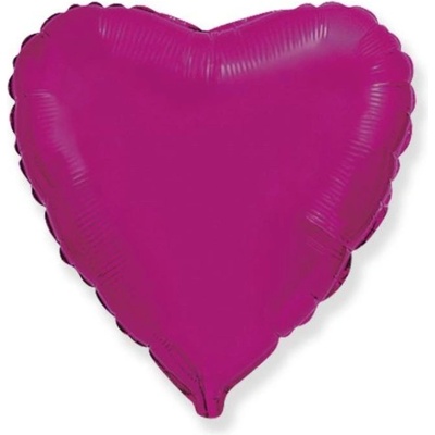 FLEXMETAL Balón foliový 45 cm Srdce tmavě růžové FUCHSIE Valentýn Svatba