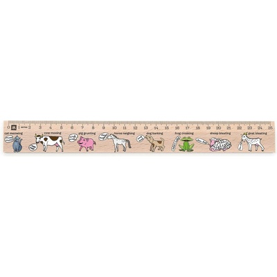 Metrie Didakt-M07 Dřevěné pravítko s potiskem Animals speak 25 cm