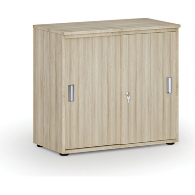 Primo Kancelářská skříň se zasouvacími dveřmi WOOD, 740 x 800 x 420 mm, dub přírodní