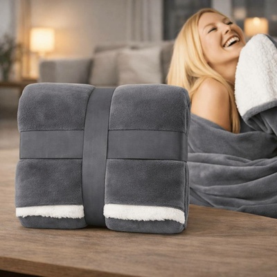 FLORVI Luxusní oboustranná deka s beránkem šedá 150x200