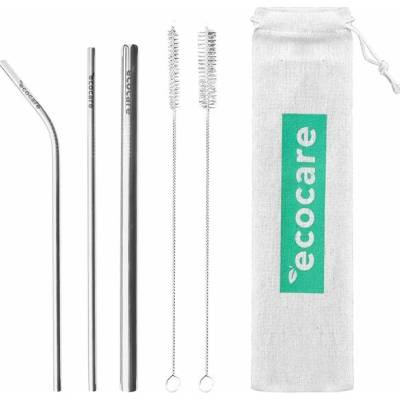 Ecocare ekologická kovová brčka set Silver I.
