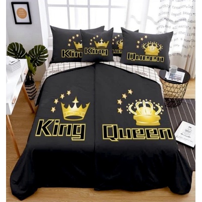 TiaHome 6 dielne Obliečky polycotton King&Queen gold 140x200 70x90