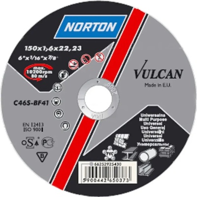 Kotúč NORTON Vulcan A 125x1,0x22 A60S-BF41, rezný na kov a nerez