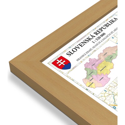Excart Maps Slovensko - nástěnná mapa PSČ 135 x 90 cm Varianta: mapa v dřevěném rámu, Provedení: Pegi jádro ořechu