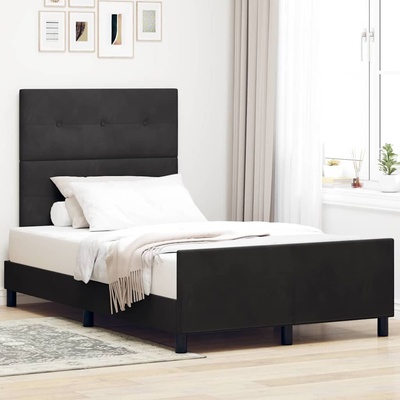 Postel s boxspringem s čelo Černá 120 x 200 cm samet