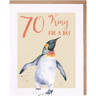 Narozeninové přání "70 King For a Day" - Tučňák