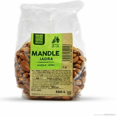 PROVITA mandle natural veľkosť 23 25 500 g