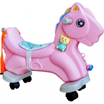Aga4Kids Plastový houpací koník 2v1 DS3802 Růžový
