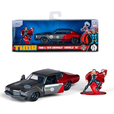 Jada Chevrolet Chevelle Ss 1970 With Thor Figure Šedá Červená 1:32