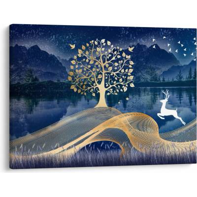 Obraz jeleňov pri splne, jednodielne 70x50 cm