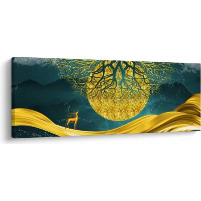Obraz - Abstrakcia, Zlatá krajina, jednodielne 145x58 cm
